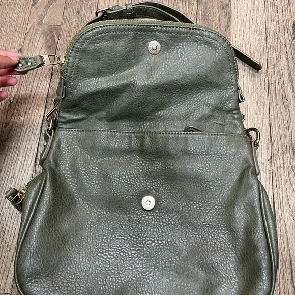 Olive Green Leather Crossbody Bag - Picture 2 of 6